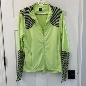 BLUE by Saks Fifth Avenue stretchy athletic zip up jacket, bright green, size L.